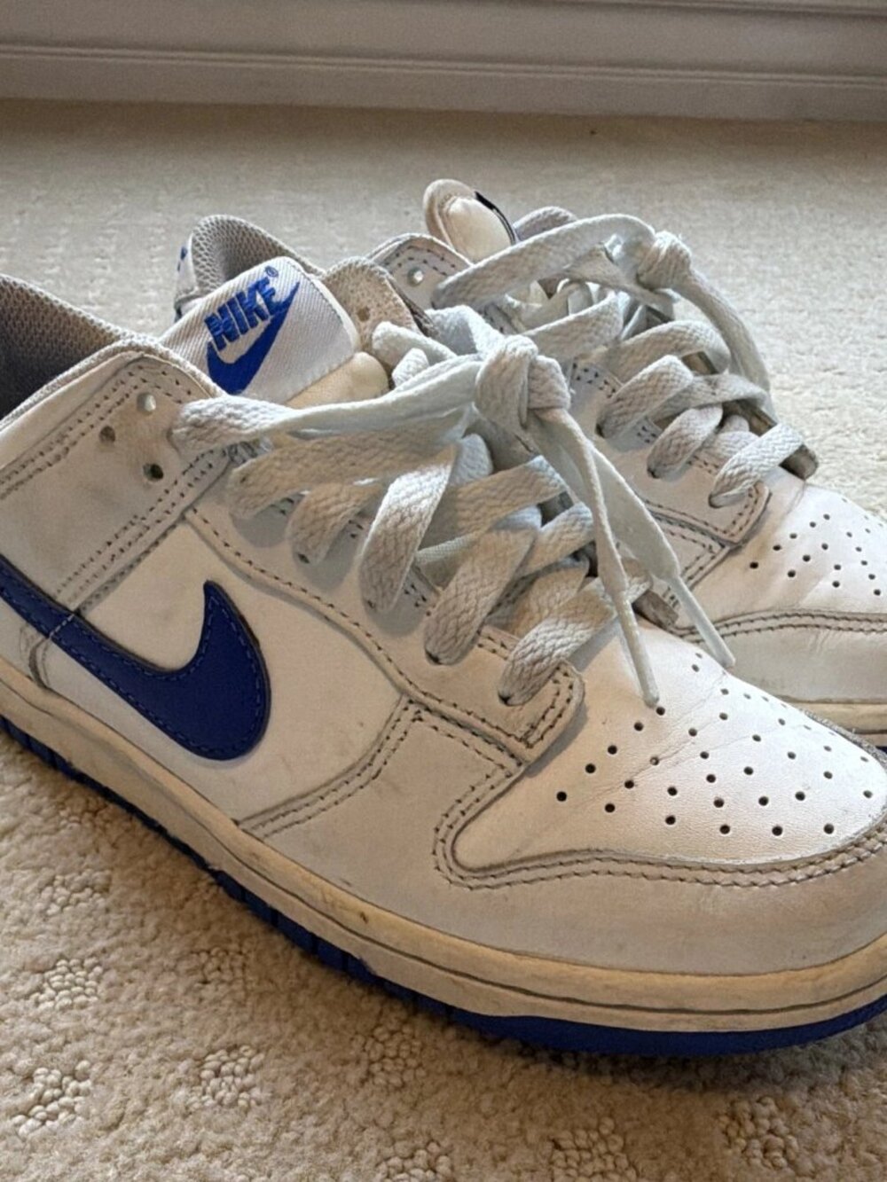 Nike Dunk Low White Game Royal Blue Youth Sneakers Size 4.5Y